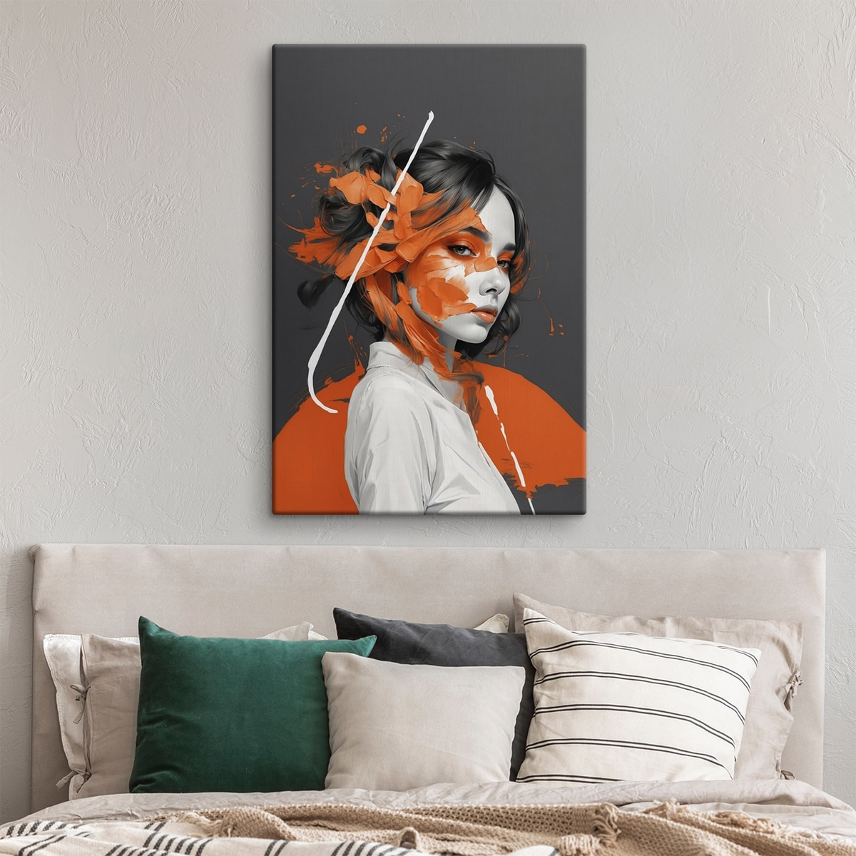 Žena v oranžových tazích — interiér 3