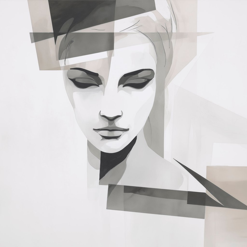 Abstraktní portrét — celý design