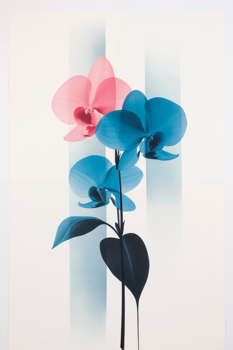 Orchideje na pruhovaném pozadí — celý design