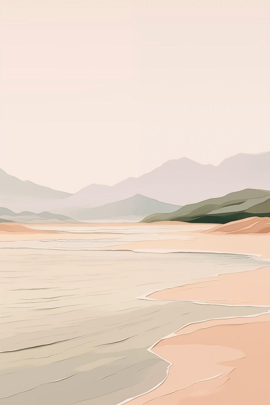 Minimalistická krajina u moře — celý design