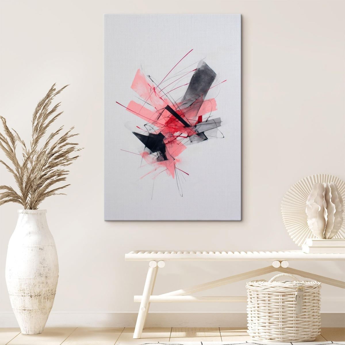 Růžová geometrická abstrakce — interiér 2