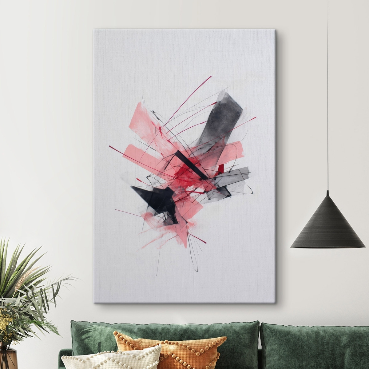 Růžová geometrická abstrakce — interiér 1