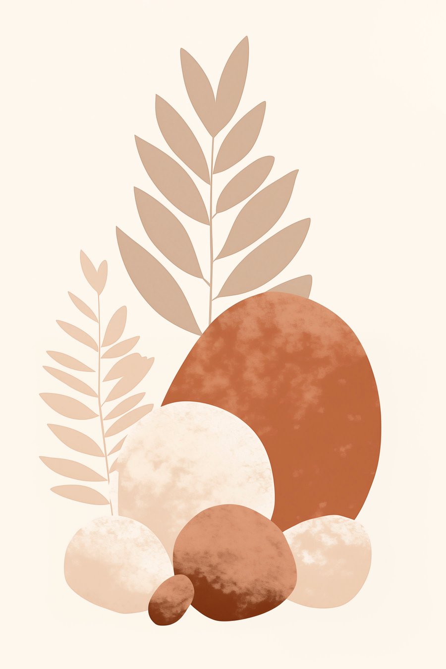 Abstraktní kameny a listy — celý design
