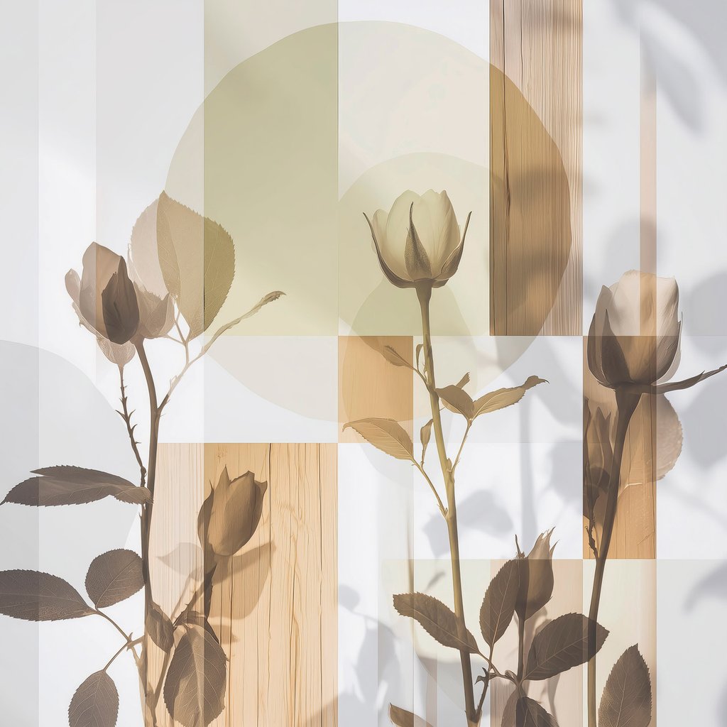 Abstraktní květy a tvary — celý design