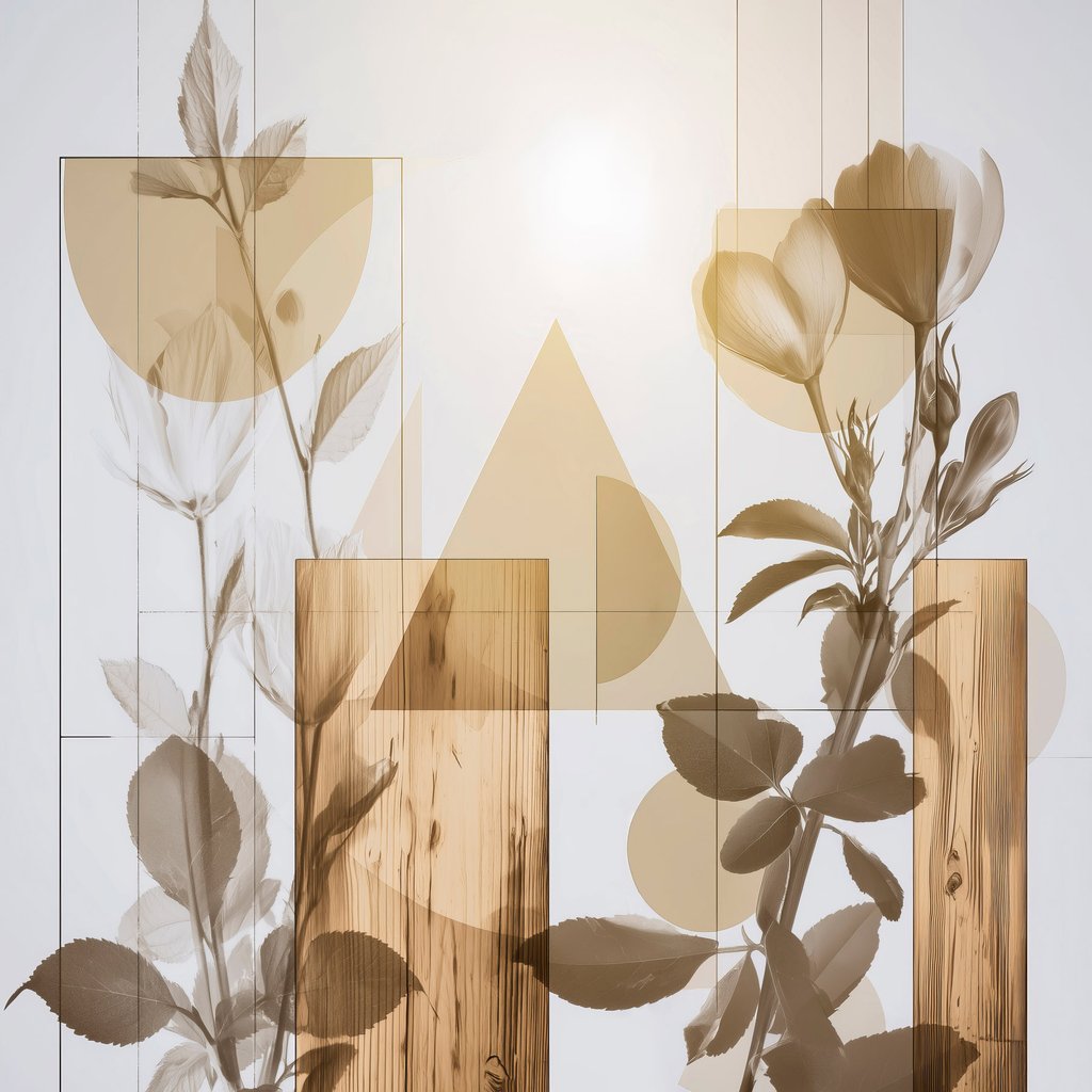 Abstraktní květy a tvary — celý design