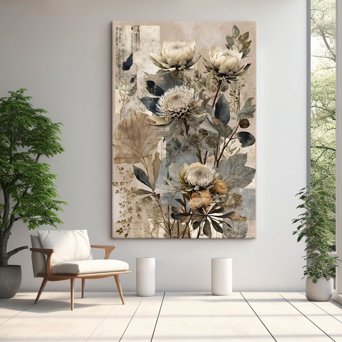 Botanická kompozice, tlumené tóny — interiér 1