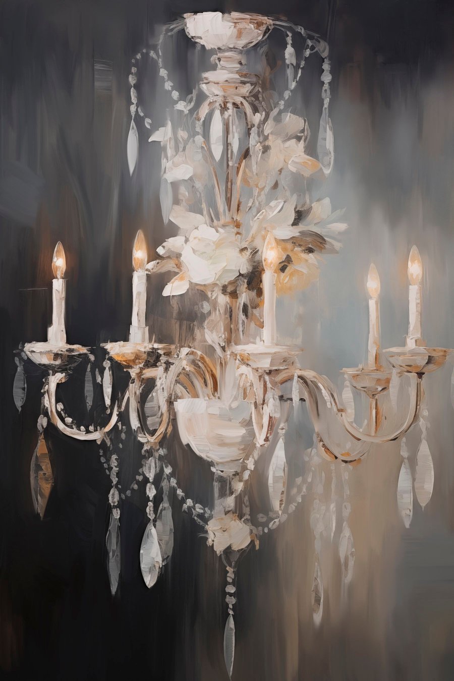 Abstraktní lustr se svíčkami — celý design