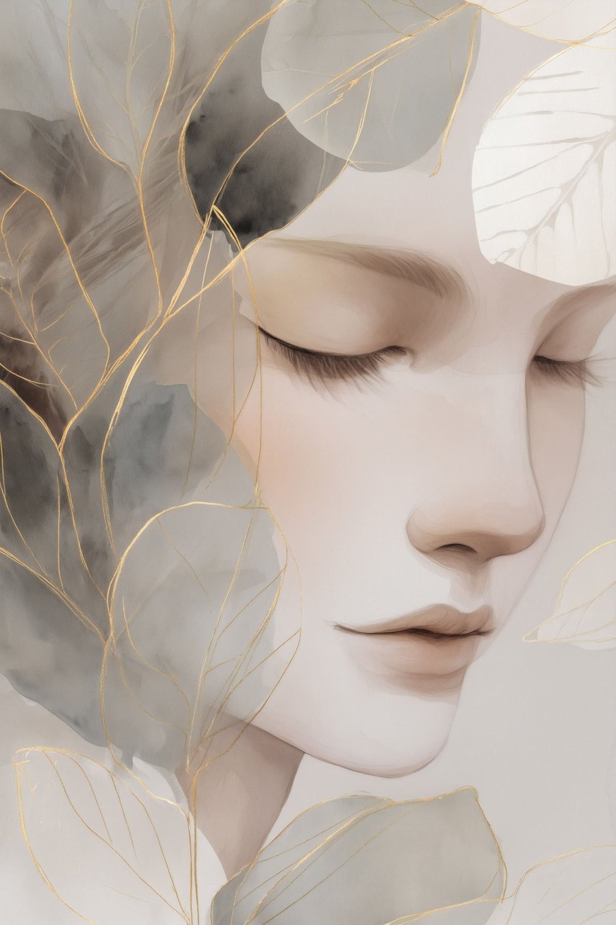Dívka v listí — celý design