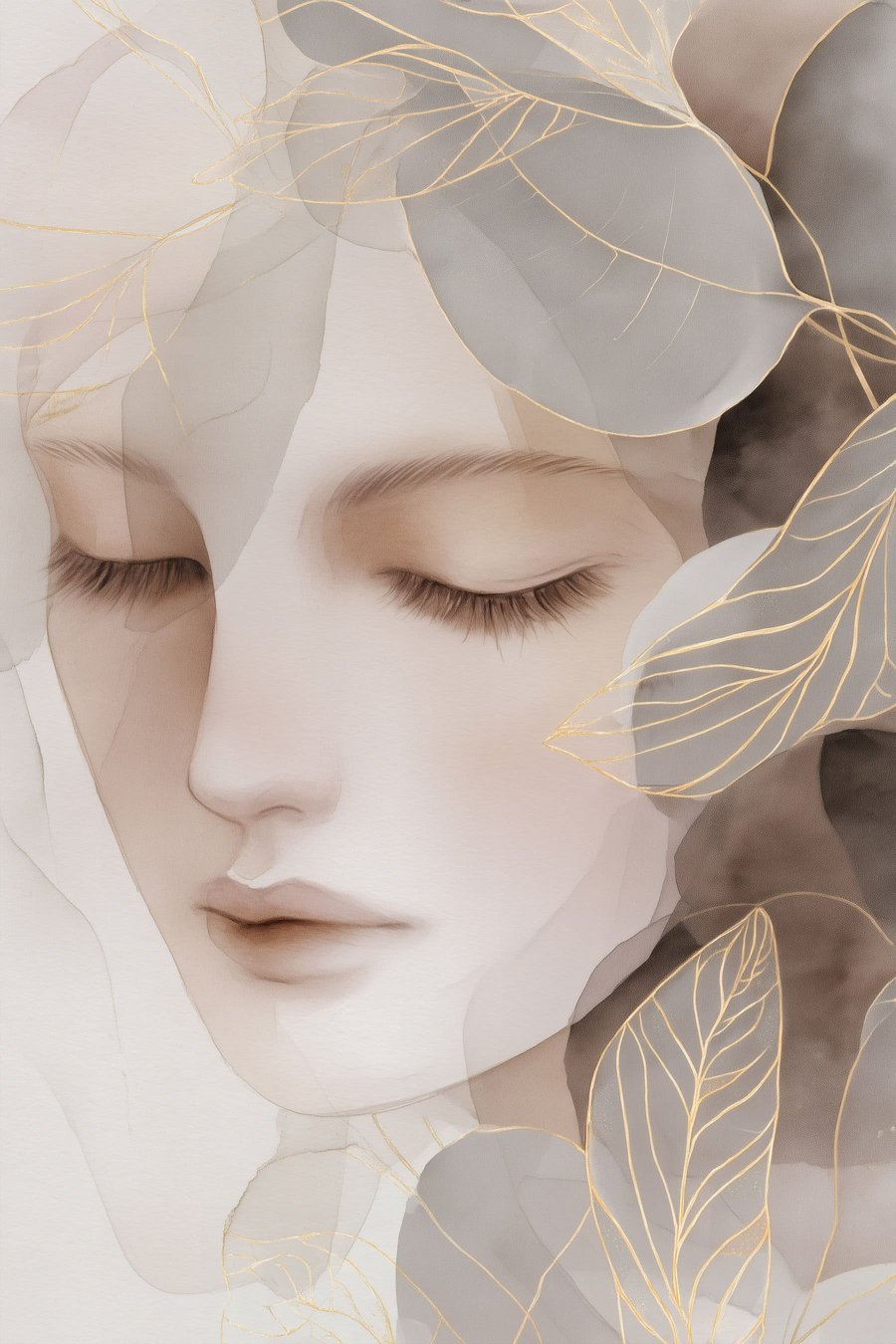 Dívka v listí — celý design