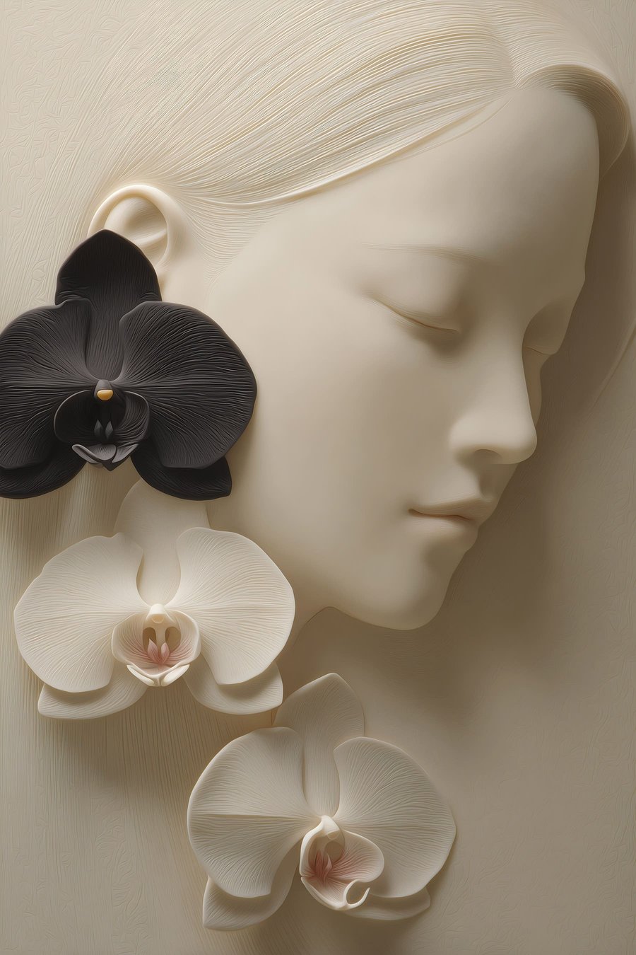Dívka s orchidejemi — celý design