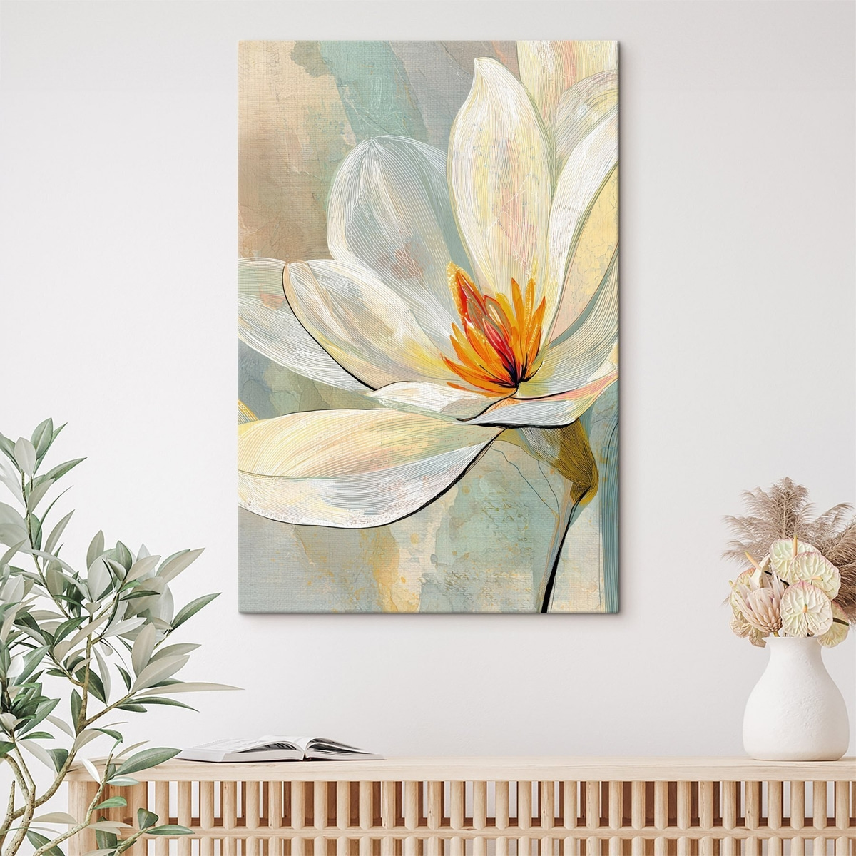 Abstraktní magnolie v pastelu — interiér 1