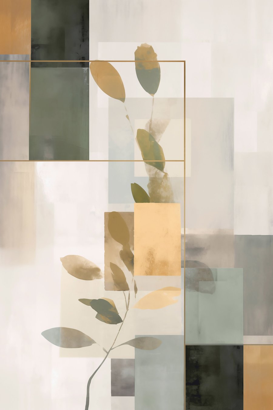 Geometrická abstrakce s větvemi — celý design