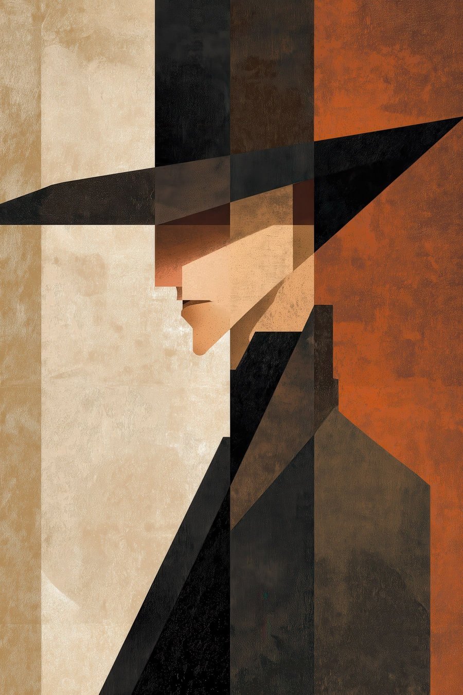 Geometrický abstraktní portrét — celý design
