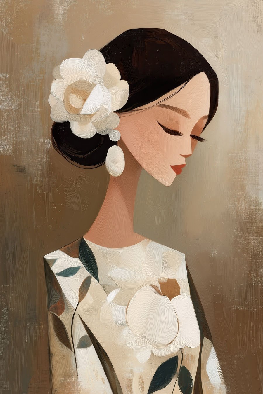 Dívka s květy — celý design