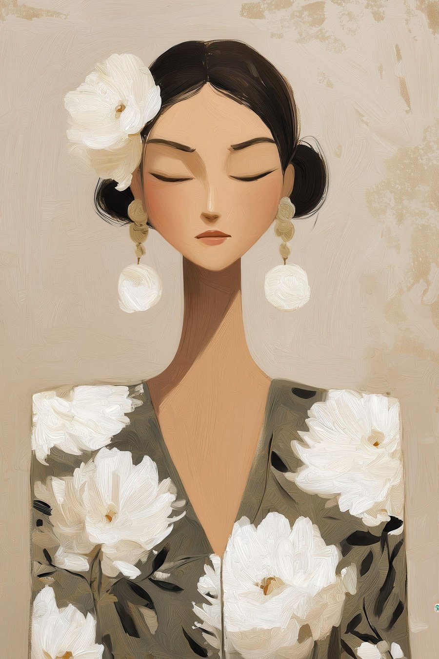 Dívka s květy — celý design