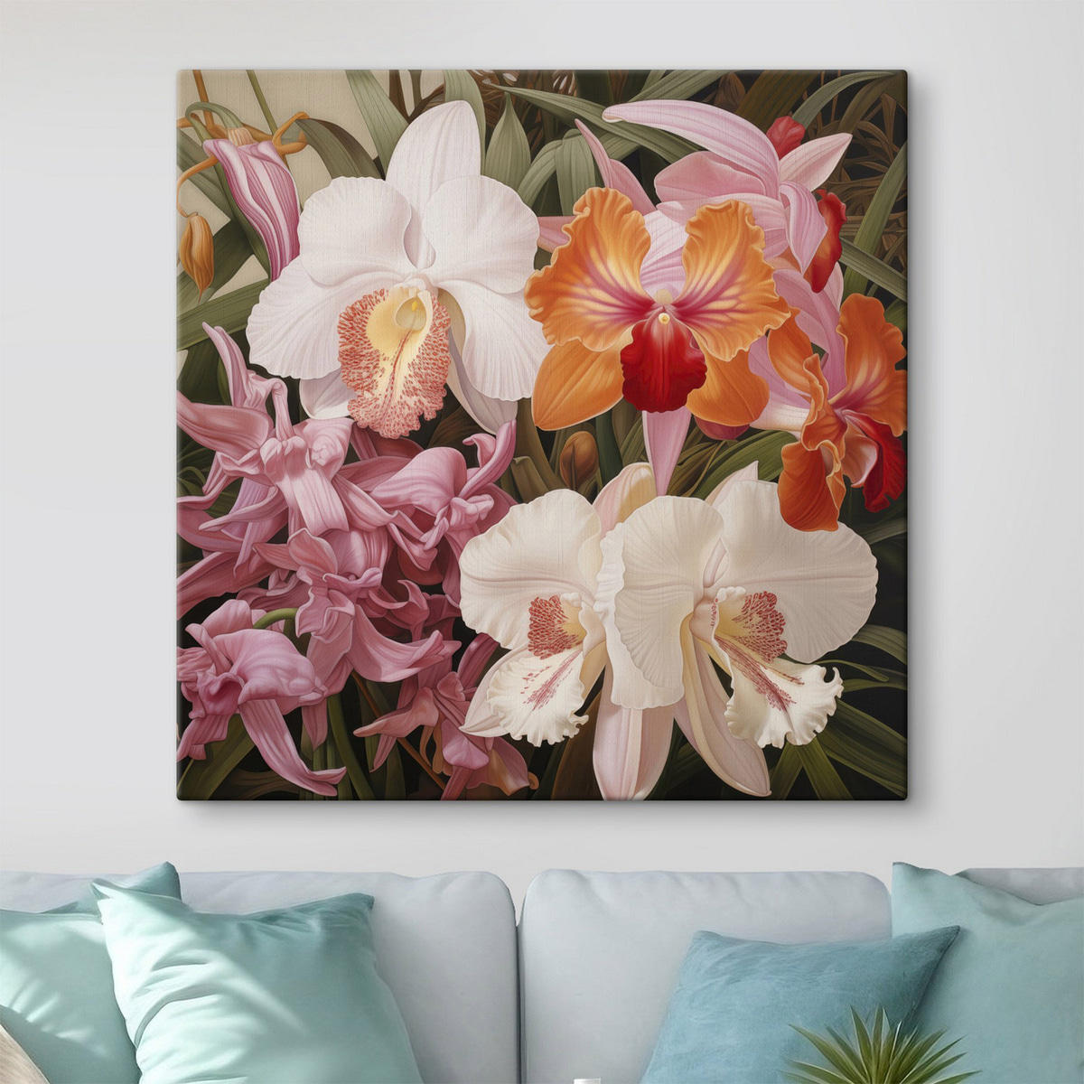 Tropická kytice s orchidejemi — interiér 1