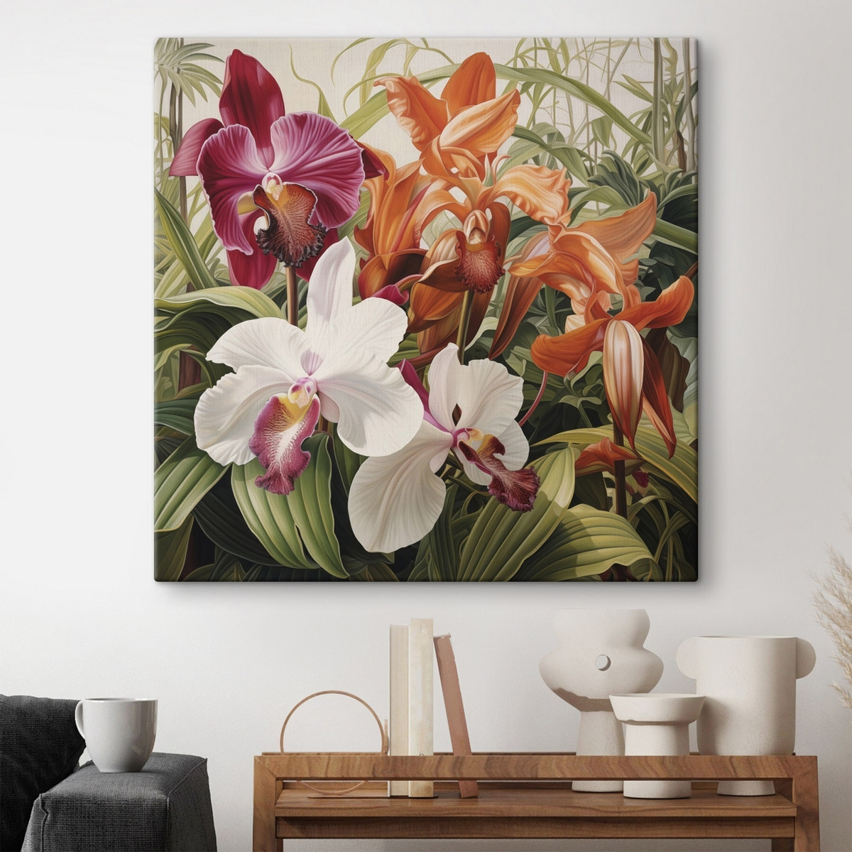 Tropická kytice s orchidejemi — interiér 1