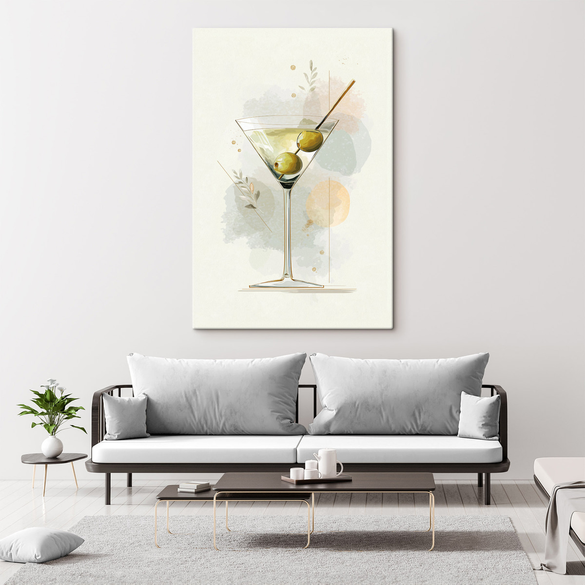 Sklenice martini v interiéru