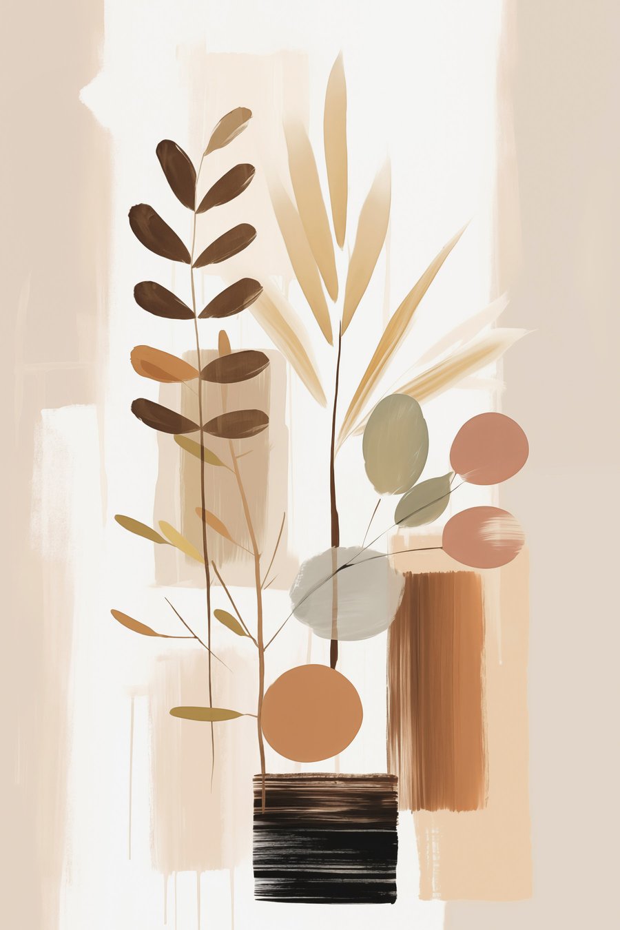 Abstraktní botanická kompozice — celý design