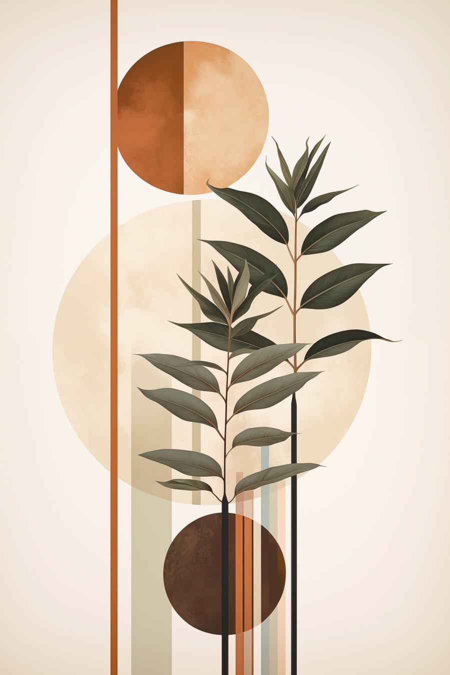 Abstraktní rostliny s kruhy — celý design