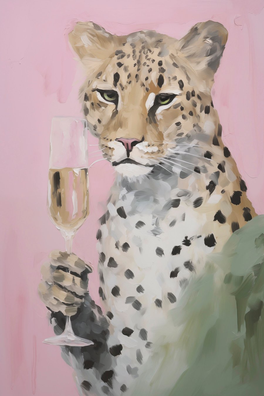Leopard s pohárem — celý design