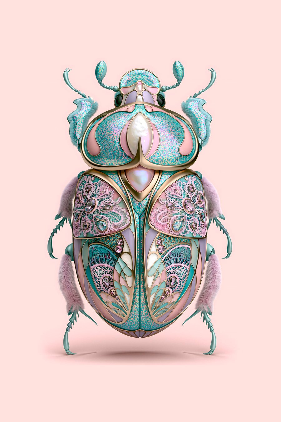 Brouk ozdobený jako šperk — celý design