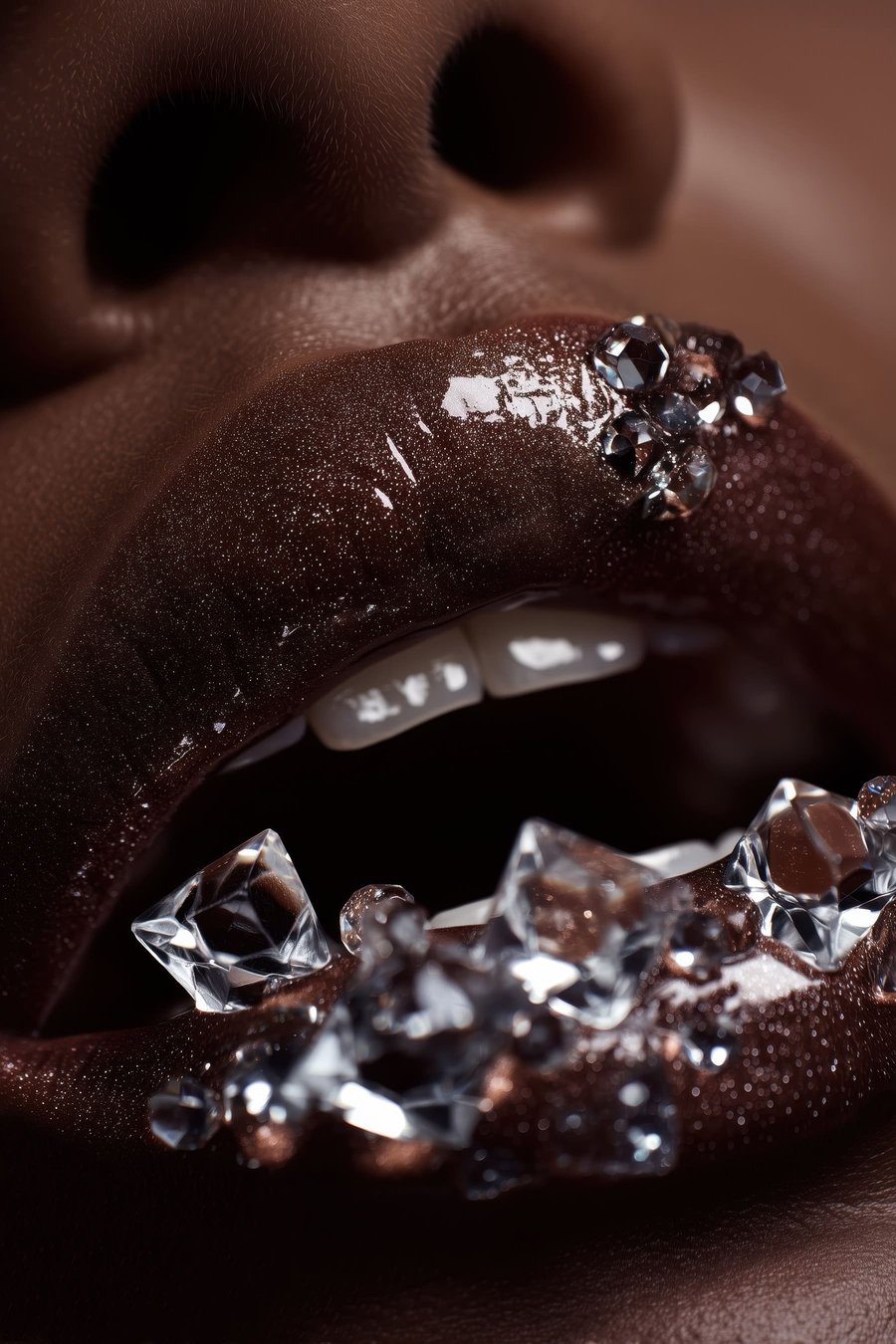 Lesklé rty s krystaly — celý design