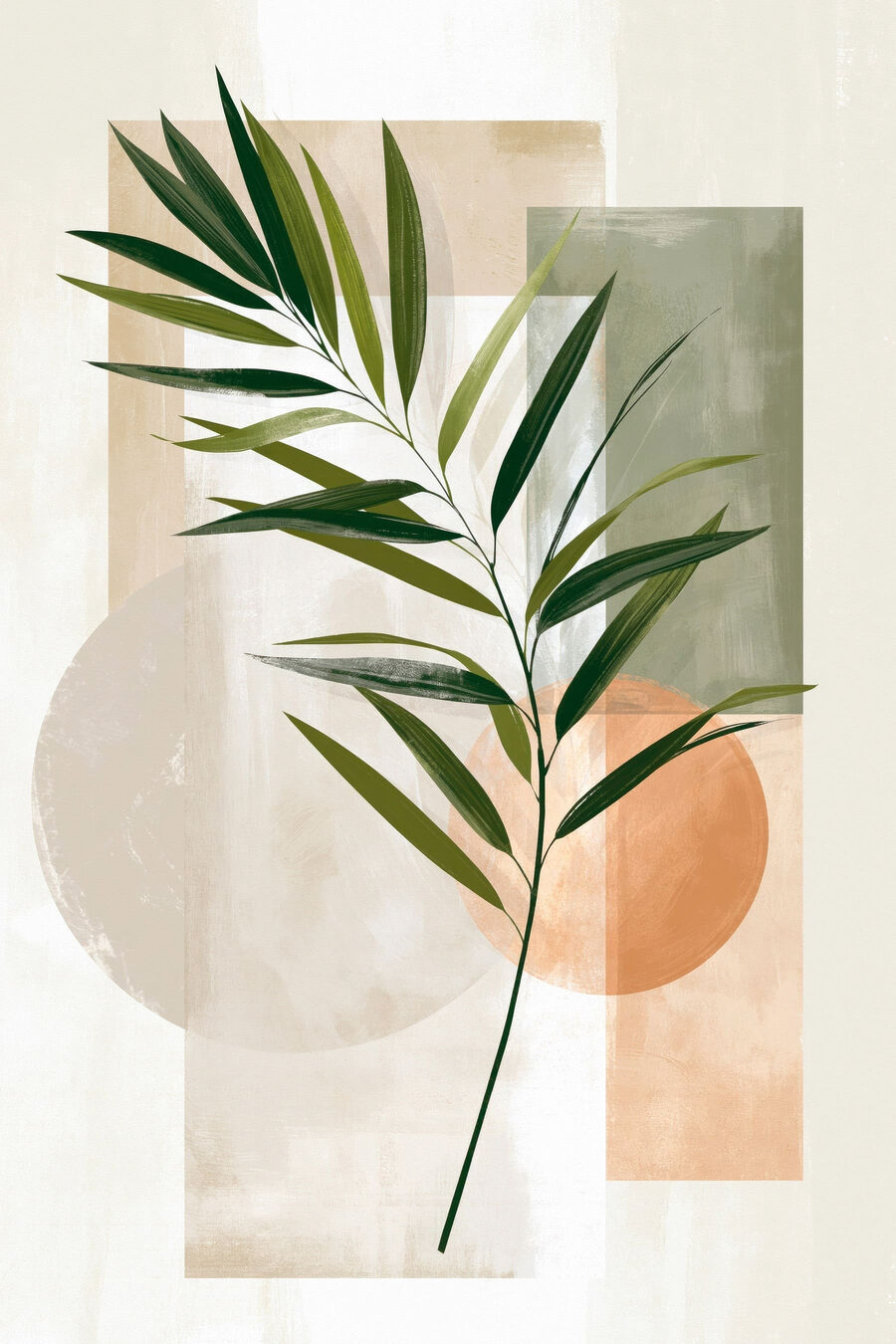 Palmový list a geometrie — celý design