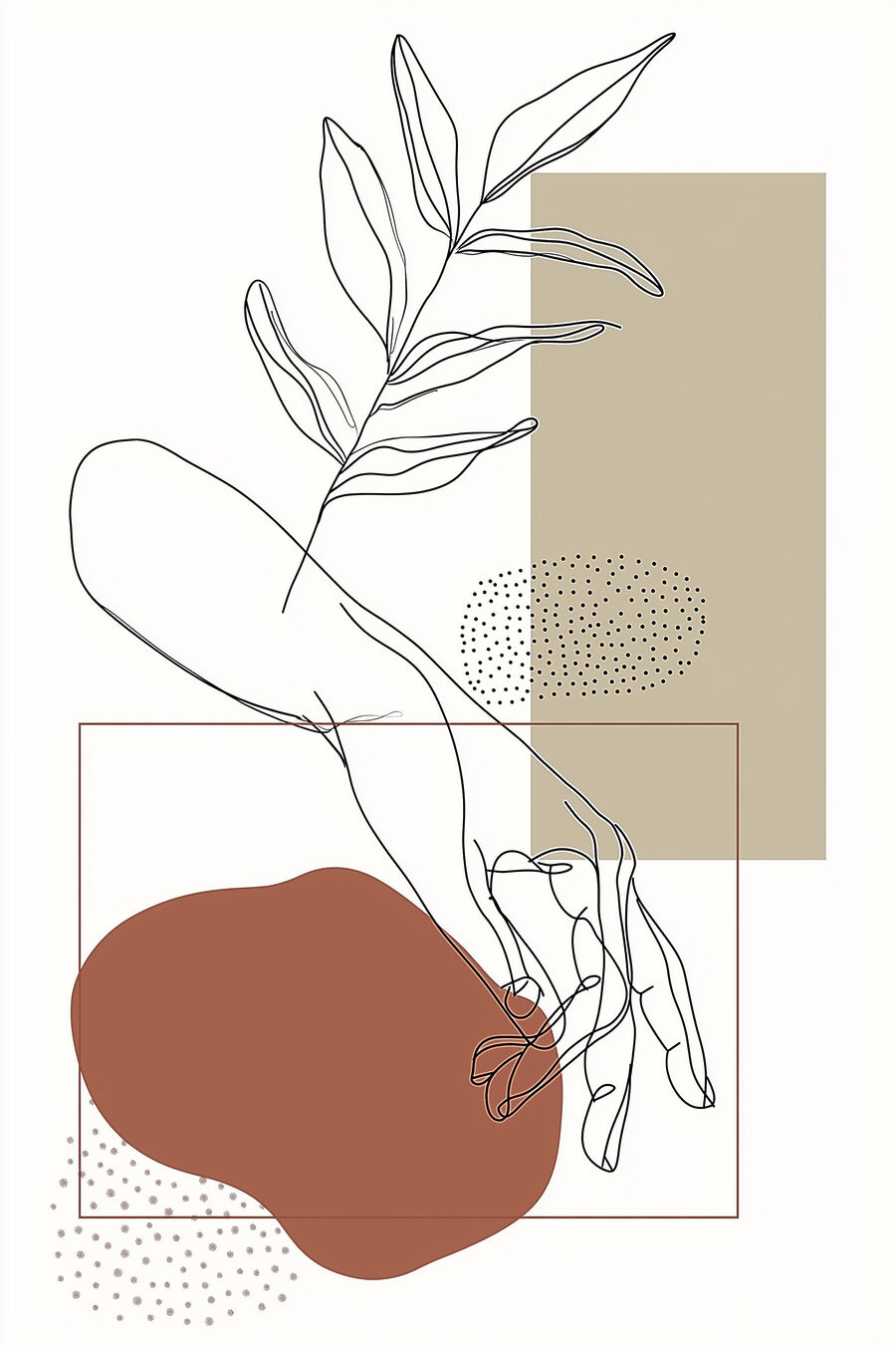 Ruka držící větvičku — celý design