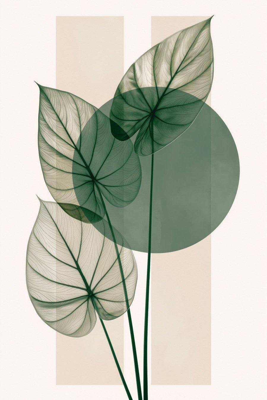 Abstraktní motiv s lístky — celý design