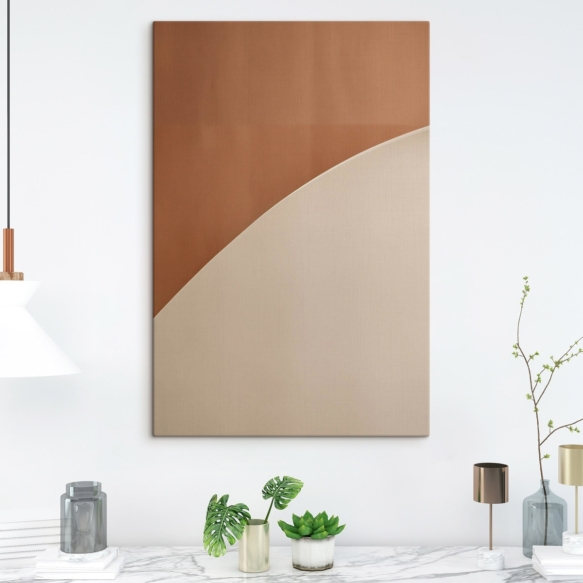 Geometrický oblouk v terakotě — interiér 1