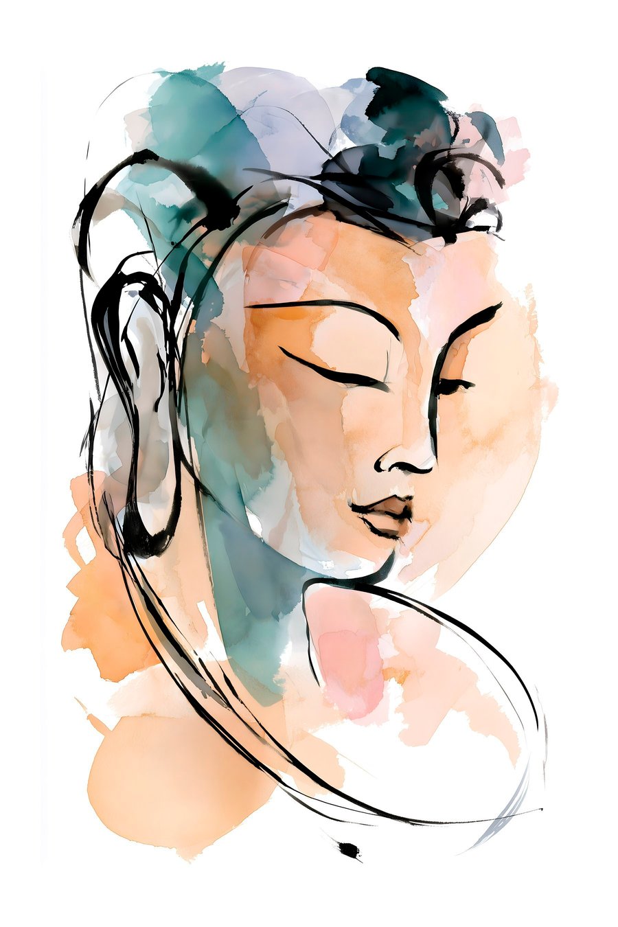 Buddha v akvarelu — celý design