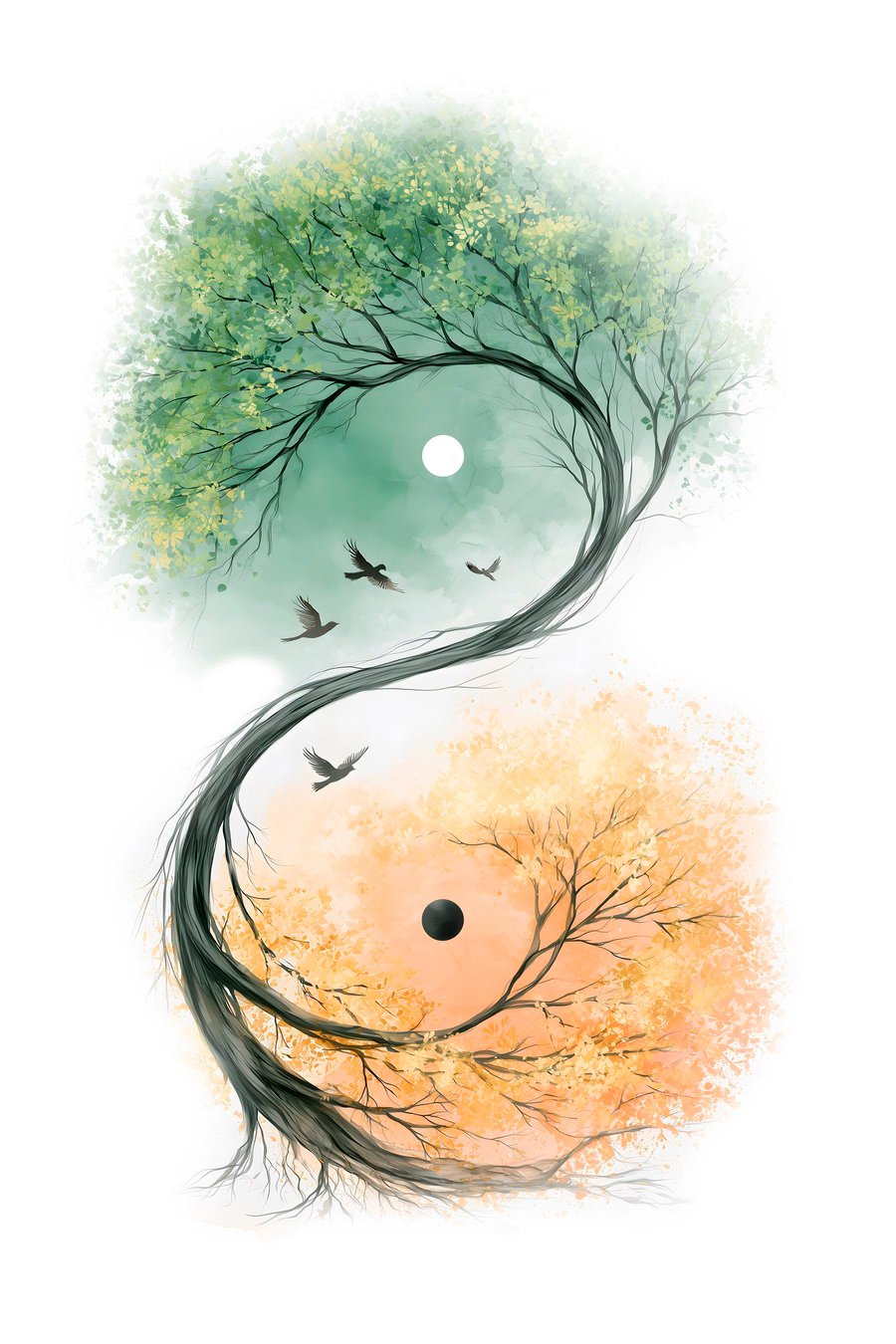 Strom ve tvaru jin-jang — celý design