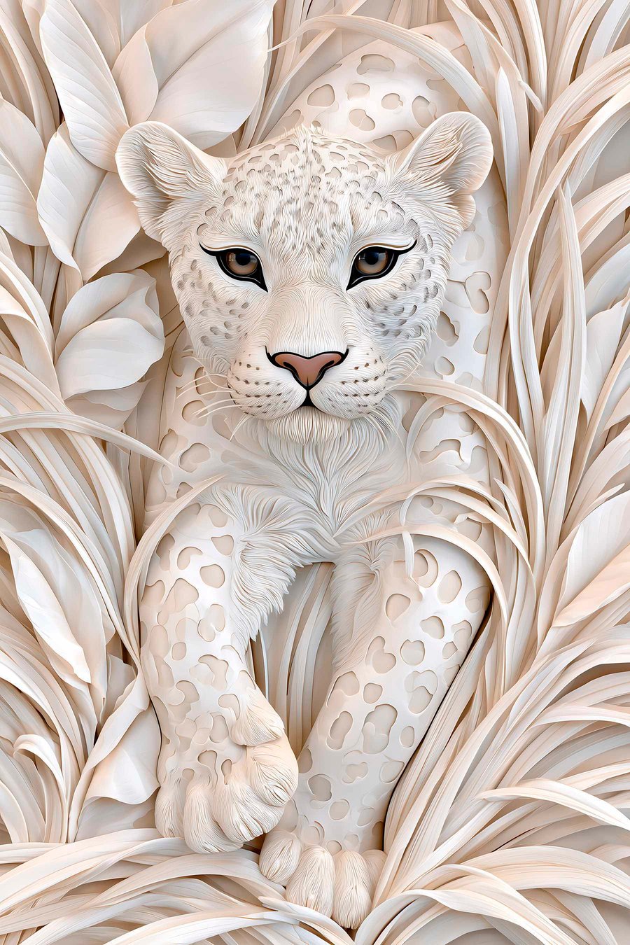 Leopard v reliéfu — celý design
