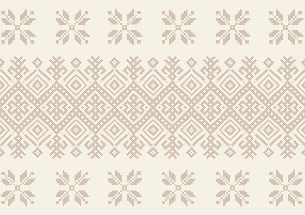 Geometrický pás s květy — celý design
