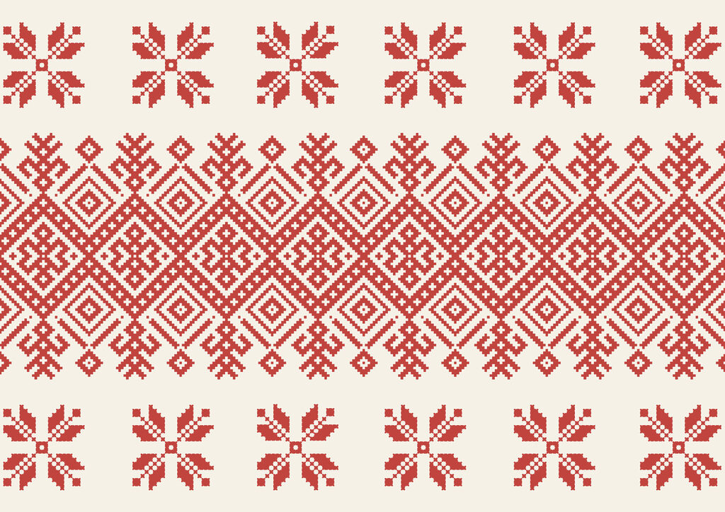 Geometrický pás s květy — celý design