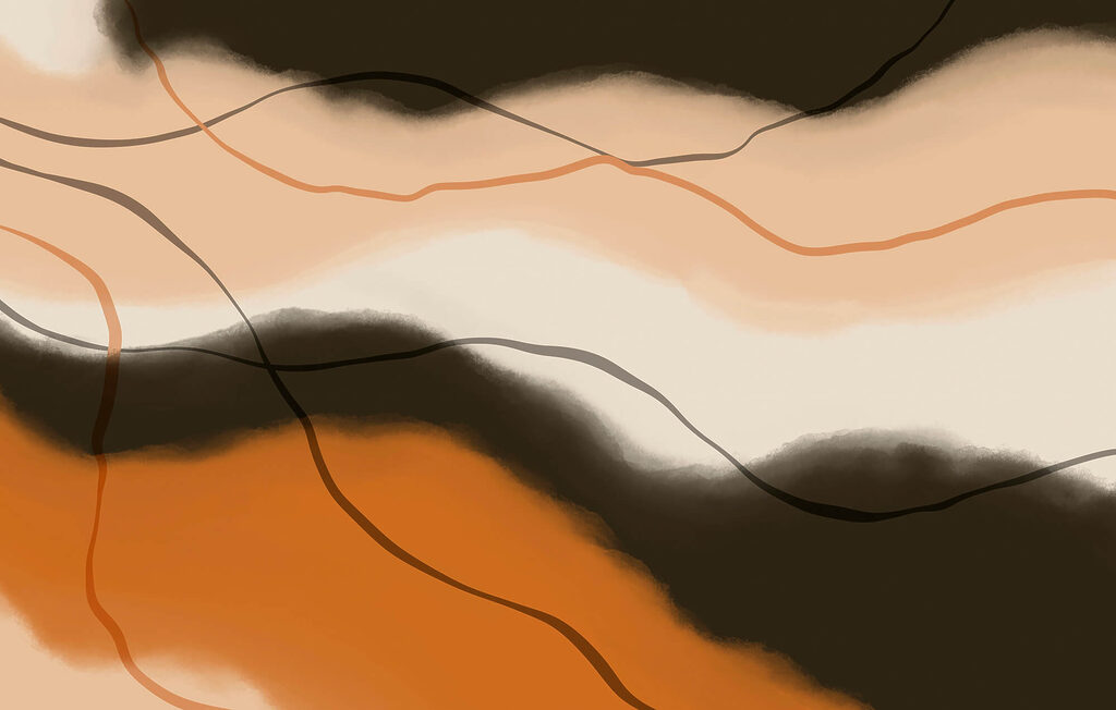 Oranžové vlny na černé — celý design