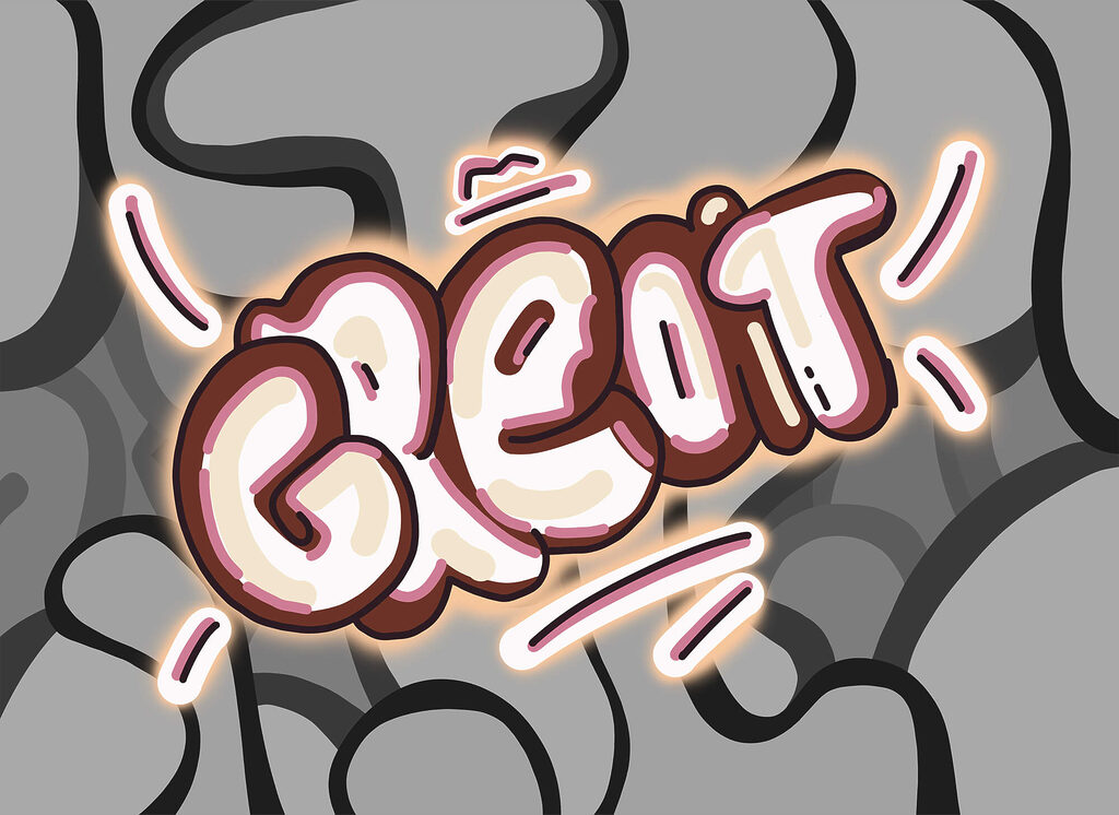 Vlnitý graffiti nápis — celý design