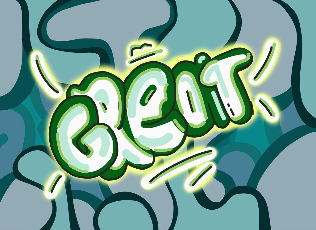 Vlnitý graffiti nápis — celý design