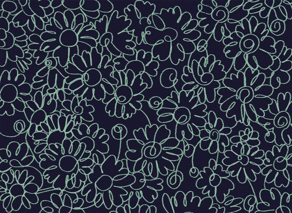 Květy z jemných linek — celý design