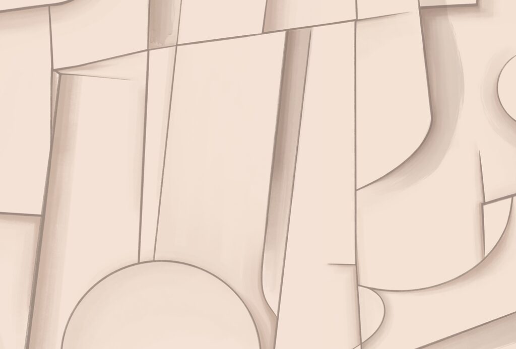 Oblouky v broskvových tónech — celý design