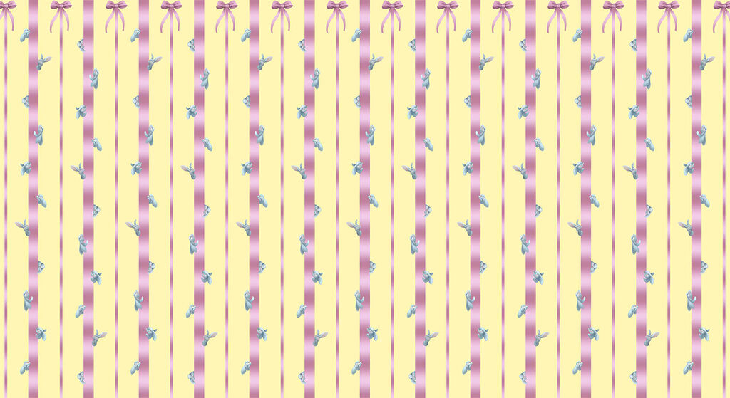 Růžové stužky na žlutém — celý design