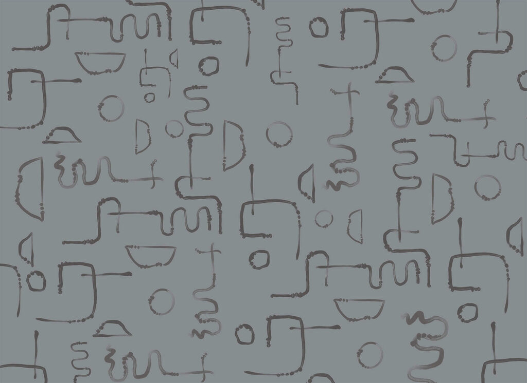 Volné šedé linie — celý design