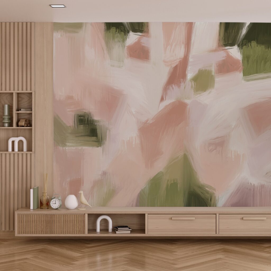 Růžové tahy štětcem — interiér 1