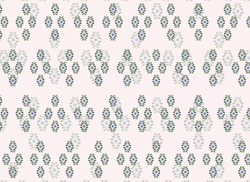 Drobné kytičky v obloučcích — celý design