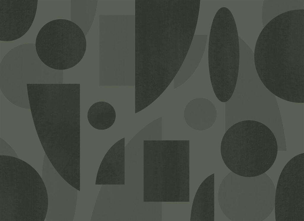 Tmavé geometrické tvary — celý design