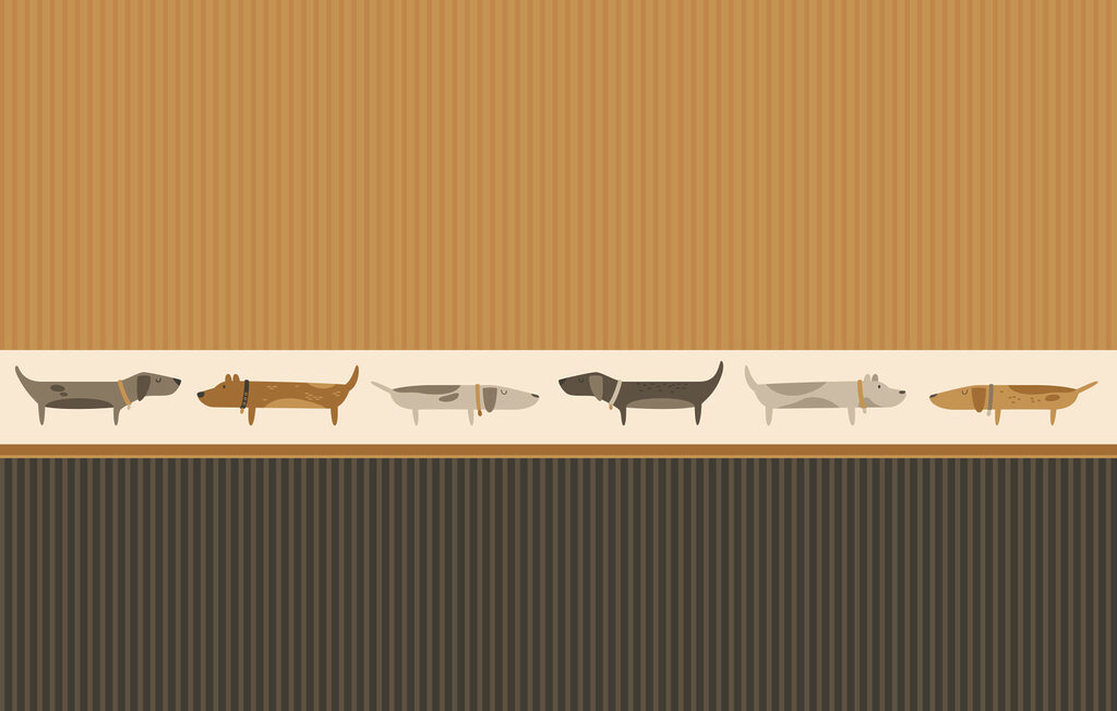 Jezevčíci v řadě — celý design