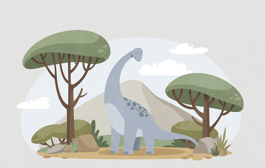 Dinosaurus mezi stromy — celý design
