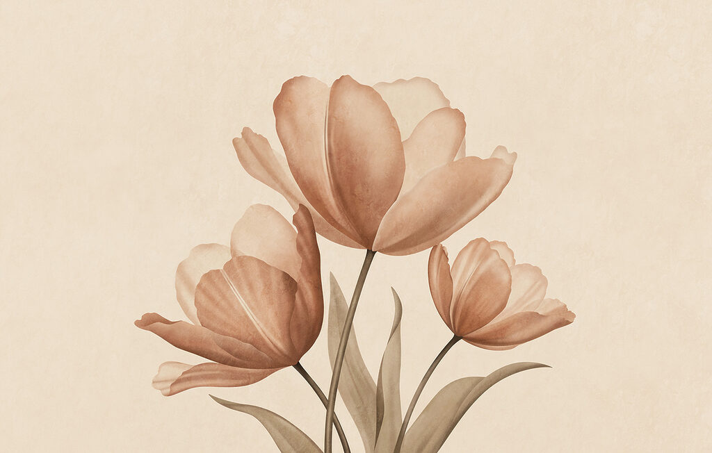 Tři velké květy — celý design