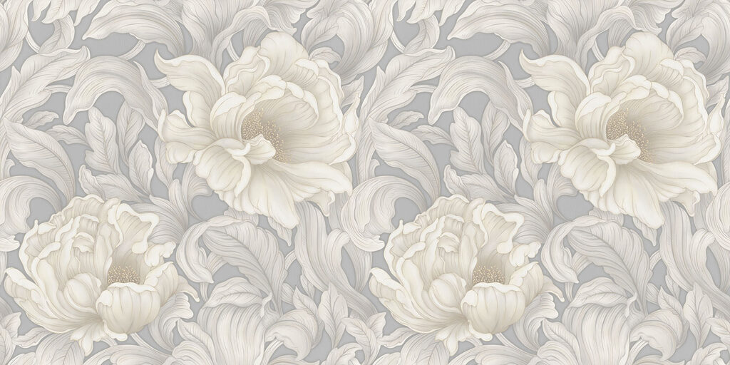 Bílé květy jako ornament — celý design